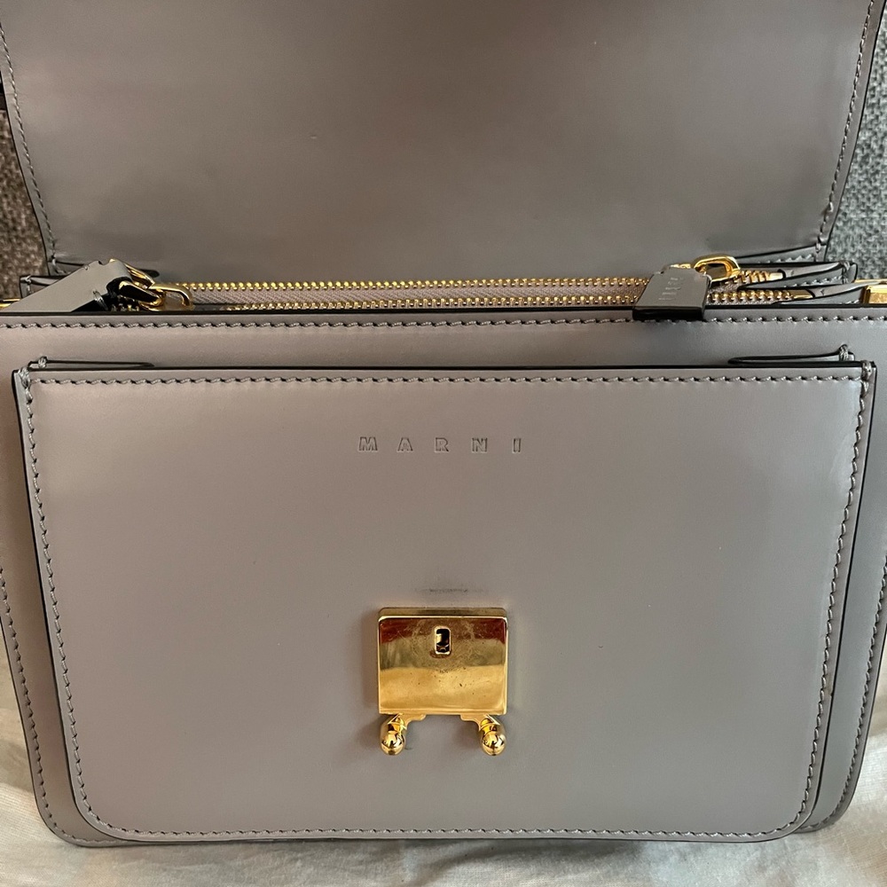 Marni Gray Medium Trunk Leather Bag Crossbody - Picture 3 of 14